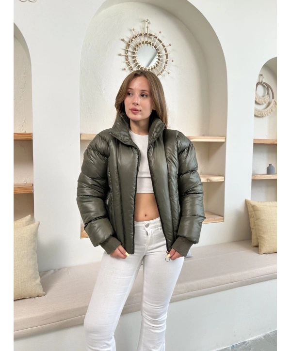 Puffer kısa mont haki st25534