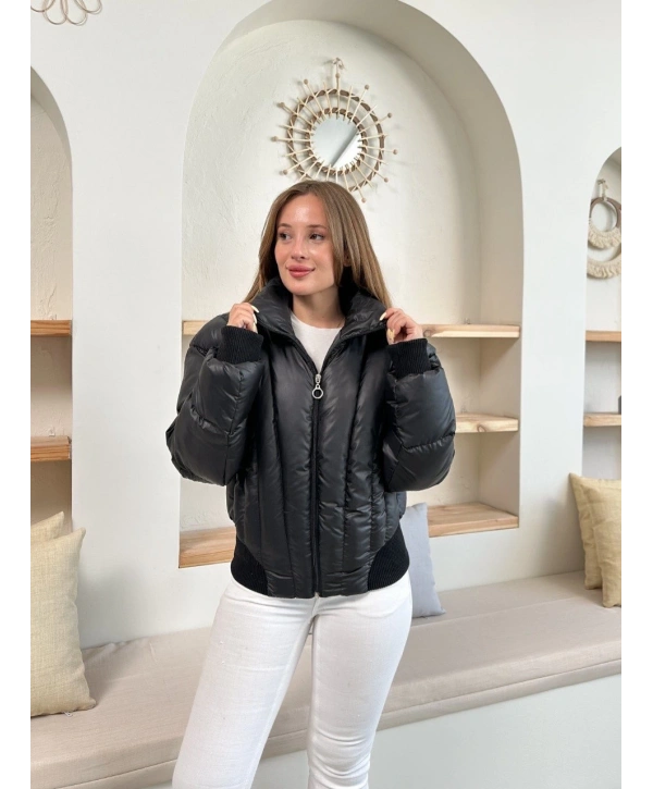 Puffer kısa mont siyah st25534