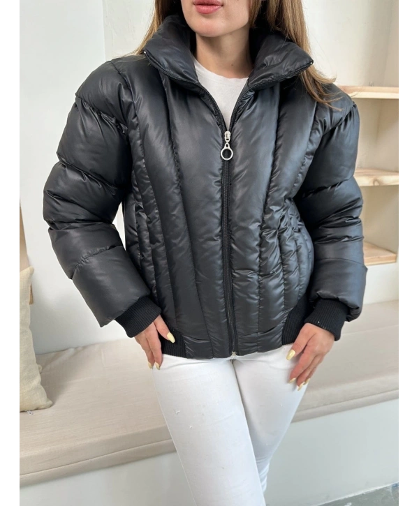 Puffer kısa mont siyah st25534