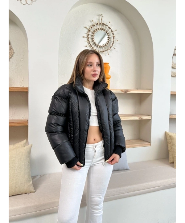 Puffer kısa mont siyah st25534