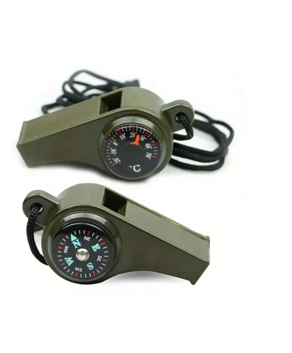 Pusulalı Termometreli Acil Durum Düdüğü ( 3 İn 1)