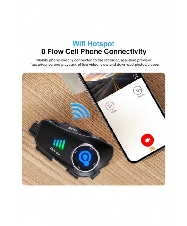 Q28 2x 2 Eşleşmeli Motosiklet Kask Bluetooth Kulaklık 1080p Kamera Su Geçirmez Intercom