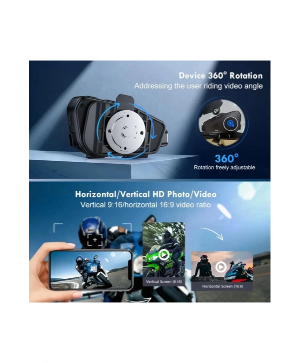 Q28 Motosiklet Kask Bluetooth Kulaklık 1080p Kamera Interkom Kulaklık Su Geçirmez Intercom
