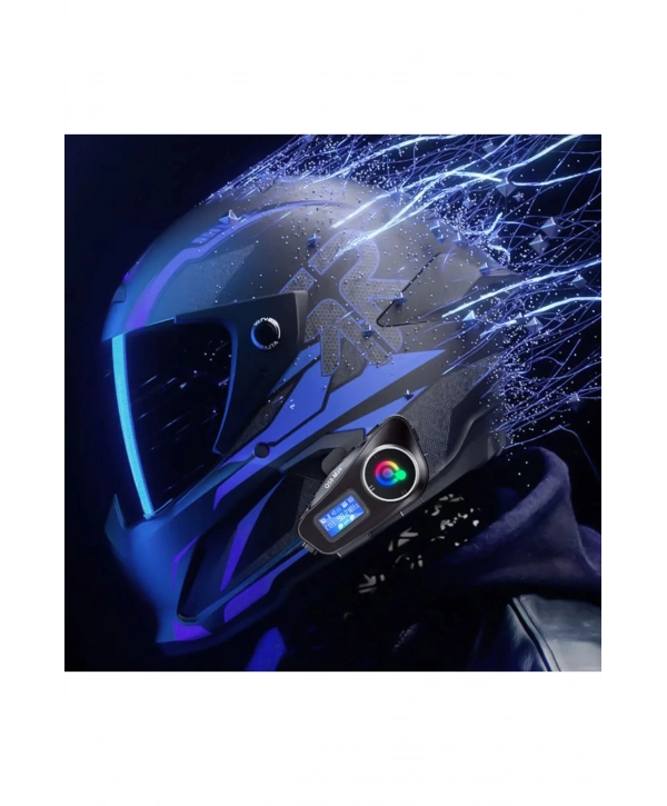 Q58-max Radyolu 2 Kişi Bağlantılı Bluetooth Kask Kulaklık Ekranlı Fenerli Müzik Ve Telsiz Intercom