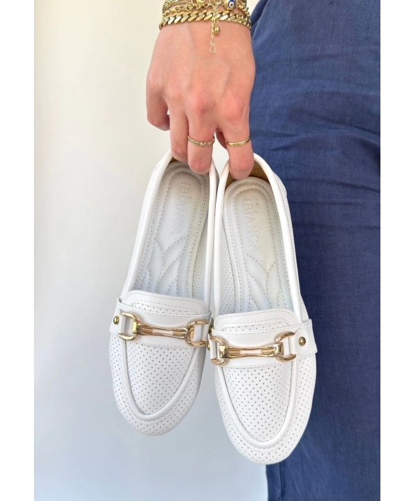 Rain Beyaz Cilt Babet Ayakkabı