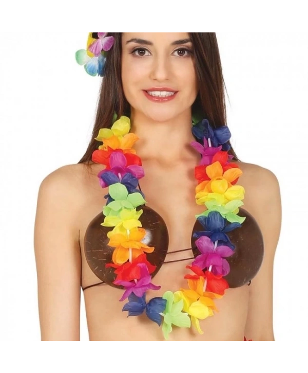 Hawaii Çiçekli Boyun Kolyesi - Renkli Tropikal Parti Leisi