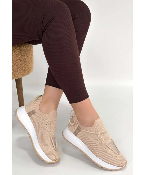 Renji Bej Triko Bağcıklı Spor Ayakkabı