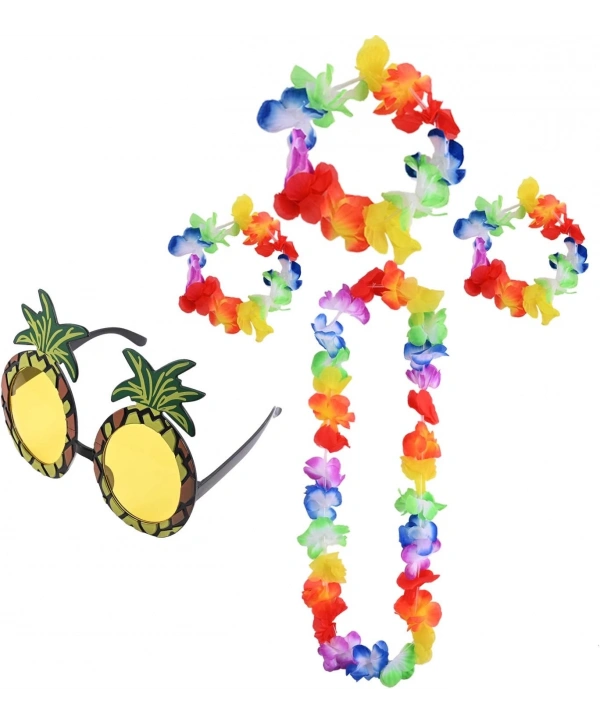 Renkli Ananas Gözlük, Taç, Kolye Ve Bileklik Seti