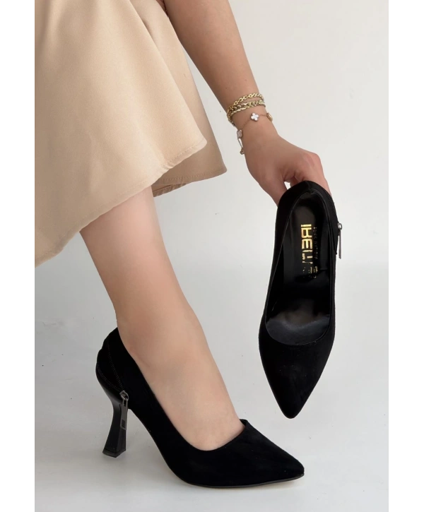 Retta Siyah Süet Topuklu Ayakkabı