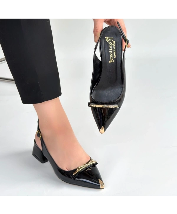 Ricy Siyah Rugan Topuklu Ayakkabı