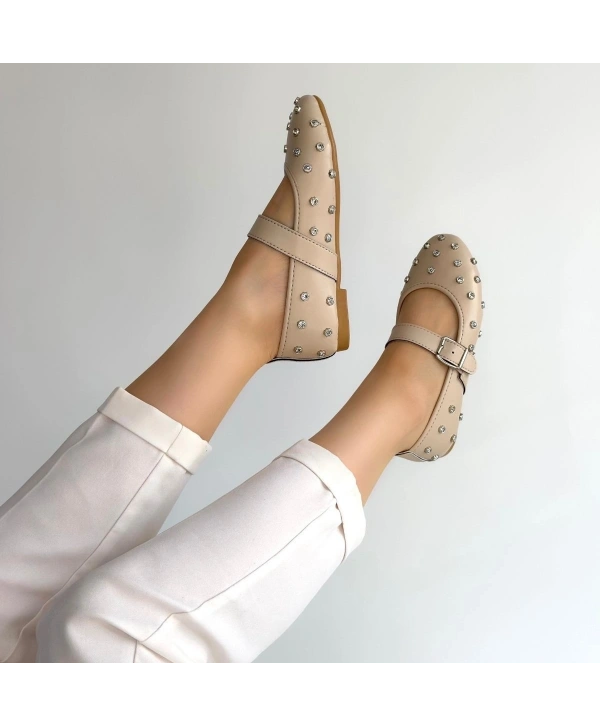 Ritta Bej Cilt Kemerli Babet Ayakkabı