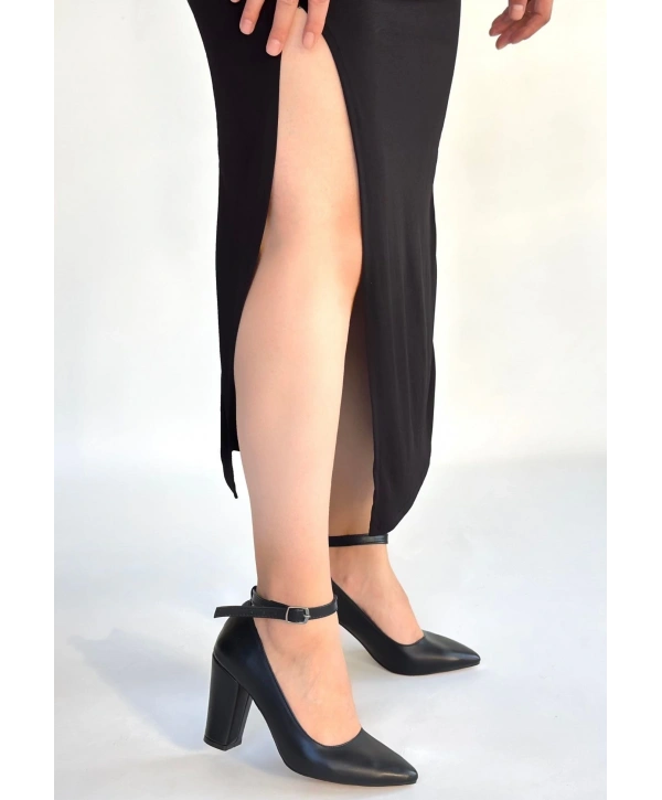 Rity Siyah Cilt Topuklu Ayakkabı