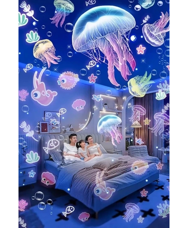 Robot Projeksiyon Gece Lambası Hoparlörlü Şarjlı Yıldızlı Gökyüzü Temalı Led Projeksiyon Lambası