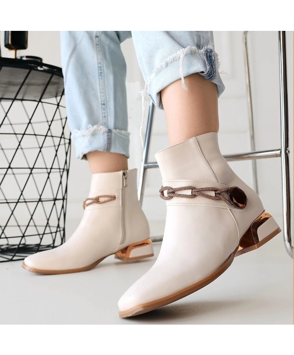 Roxani Bej Cilt Topuklu Bot