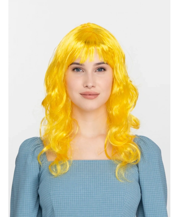 Sarı Renk Uzun Dalgalı Parti Peruğu