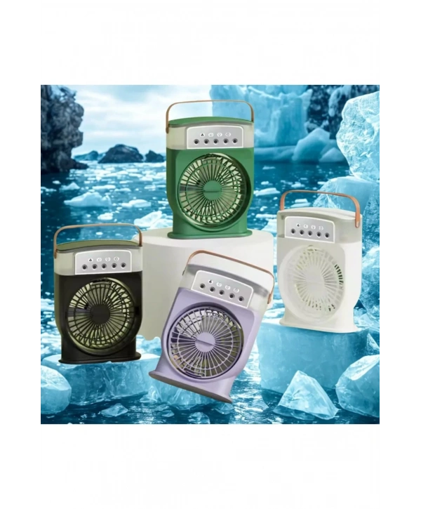 Şarjlı 600 Ml Su Hazneli Taşınabilir Masaüstü Vanilatör  Güçlü Fan Ve 2000 Mah Pil Siyah