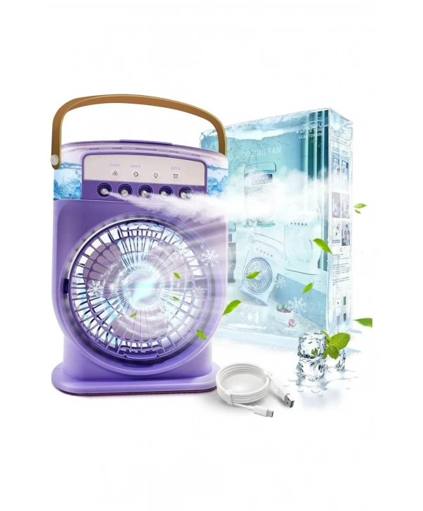 Şarjlı 600 Ml Su Hazneli Taşınabilir Masaüstü Vanilatör  Güçlü Fan Ve 2000 Mah Pil Yeşil