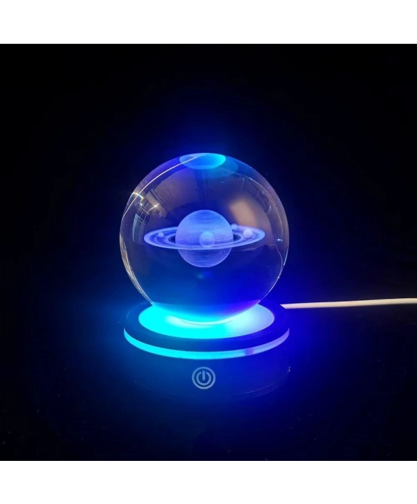 Satürn Gezegen Tasarım Dönen Usb&039li Cam Küre