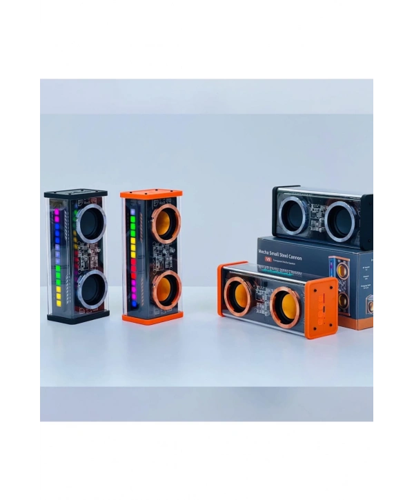 Şeffaf Mecha Müzik Tws Stereo Rgb İşıklı Hoparlör Kablosuz Bluetooth 5.0 Taşınabilir Hoparlör V9
