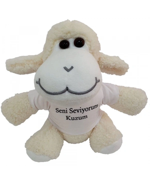 Seni Seviyorum Kuzum Tişörtlü Peluş Kuzu