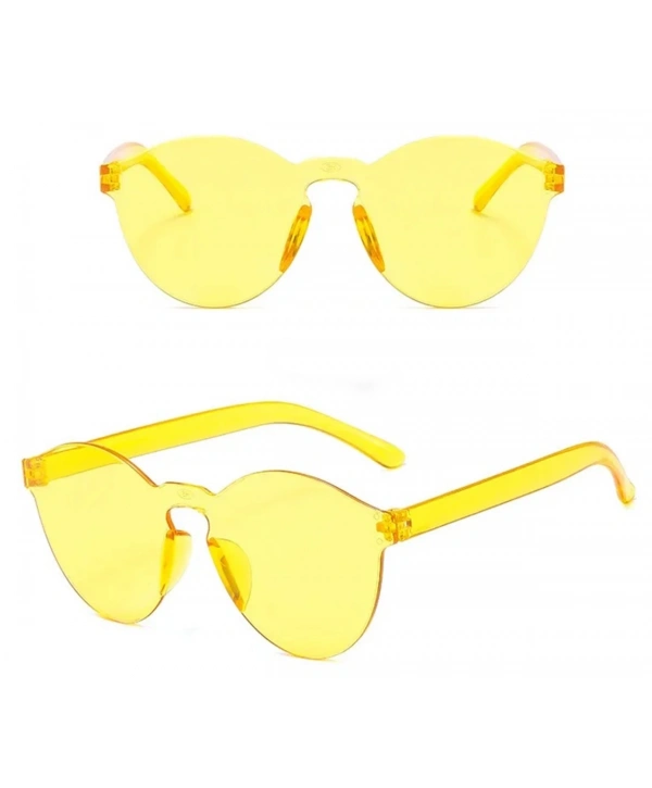 Sert Mika Oval Şekilli Çerçevesiz Sarı Gözlük Retro Parti 5x14 Cm