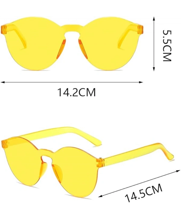 Sert Mika Oval Şekilli Çerçevesiz Sarı Gözlük Retro Parti 5x14 Cm