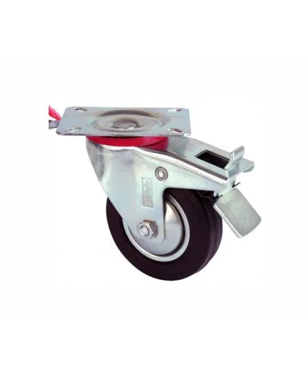 Servis Tekeri - Tablalı Frenli Siyah Döner - Çap 100 Mm