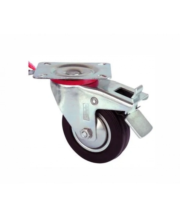 Servis Tekeri - Tablalı Frenli Siyah Döner - Çap 100 Mm