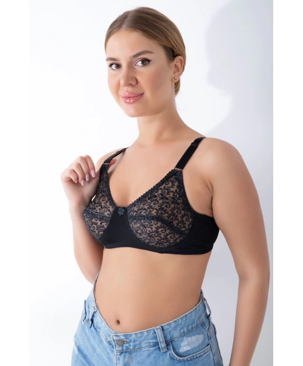Siyah Dantelli Toparlayıcı Sütyen - 506