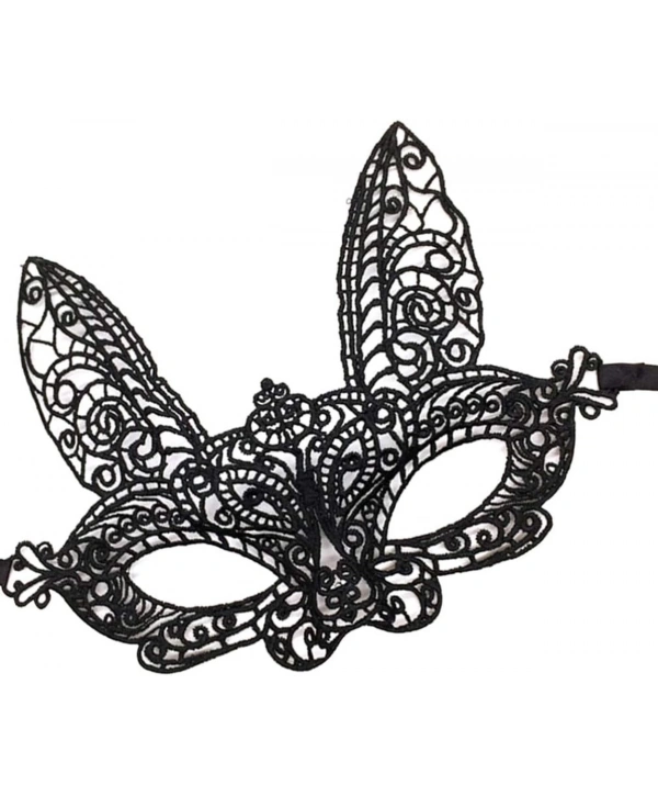 Siyah Renk Dantel Kesim Dantel İşlemeli Balo Parti Maskesi 7 No