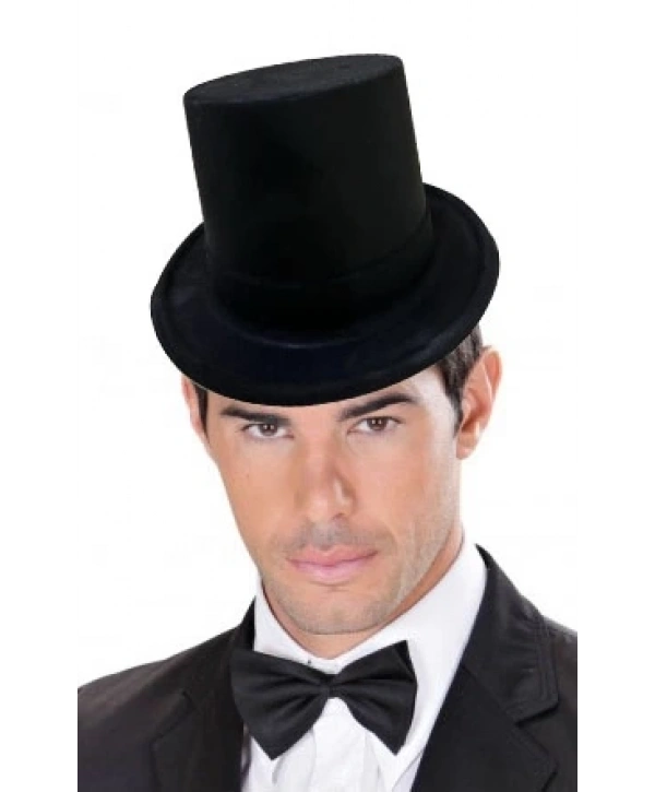 Siyah Renk Plastik Nubuk Kadife Kaplama Fötr Şapka 11 Cm