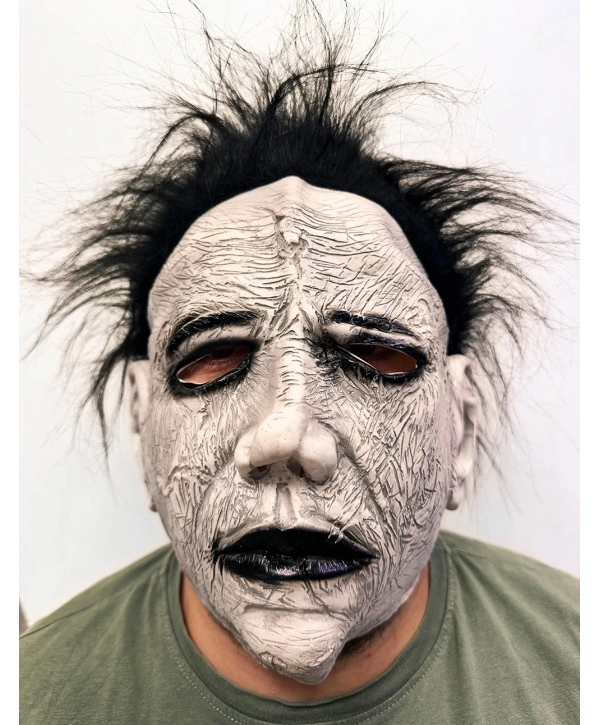 Siyah Saçlı Michael Myers Lateks Yüze Tam Yapışan Et Maske Korku Maskesi