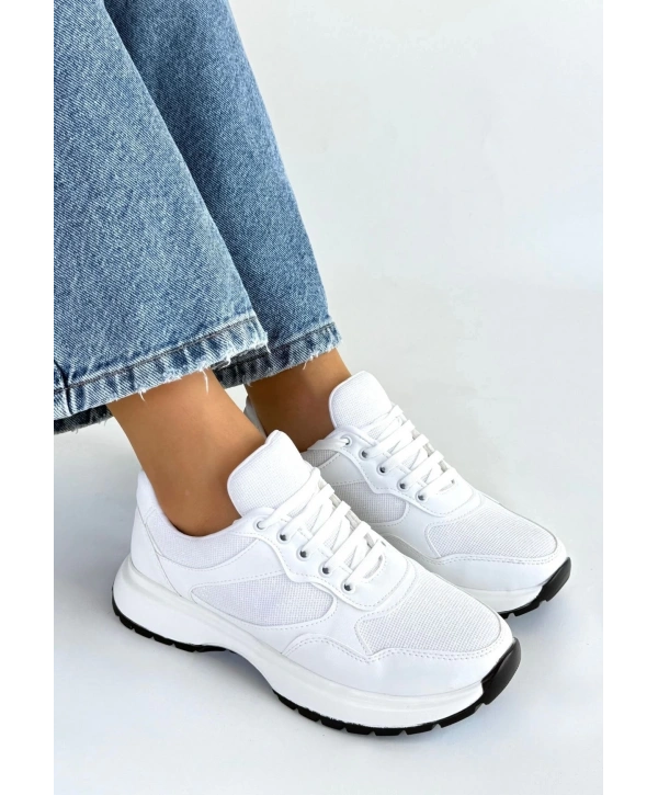 Slar Beyaz Cilt Bağcıklı Spor Ayakkabı