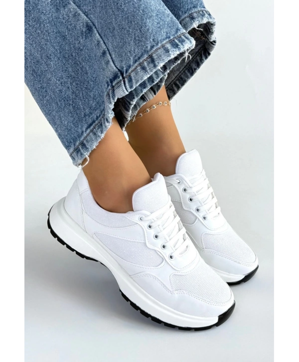 Slar Beyaz Cilt Bağcıklı Spor Ayakkabı