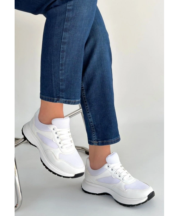 Slar Beyaz Cilt Spor Ayakkabı