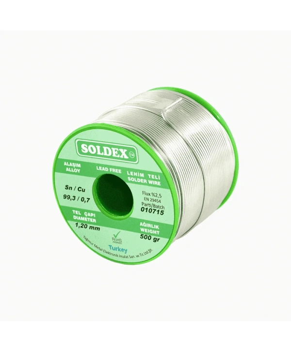 Sn: 99.3 - Cu: 0.7 - 500 Gr, 2 Mm - Kurşunsuz, Gümüşsüz Lehim Teli