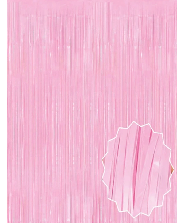 Soft Pembe Püsküllü Kapı Perdesi - Parti, Baby Shower, Cinsiyet Partisi 1x2 M