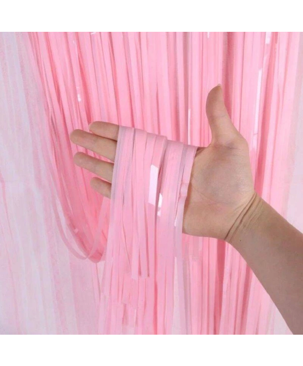 Soft Pembe Püsküllü Kapı Perdesi - Parti, Baby Shower, Cinsiyet Partisi 1x2 M