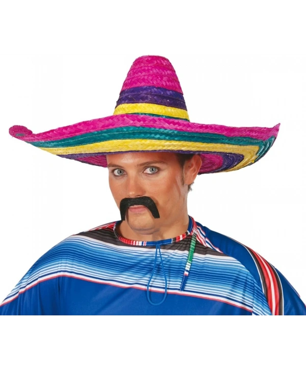 Sombrero Meksika Şapkası Renkli Örme Hasır Yetişkin Boy