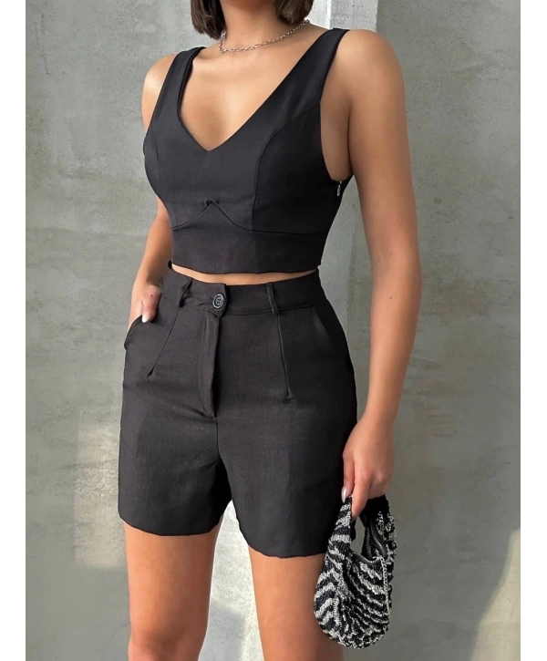 Şortlu keten takım s255014