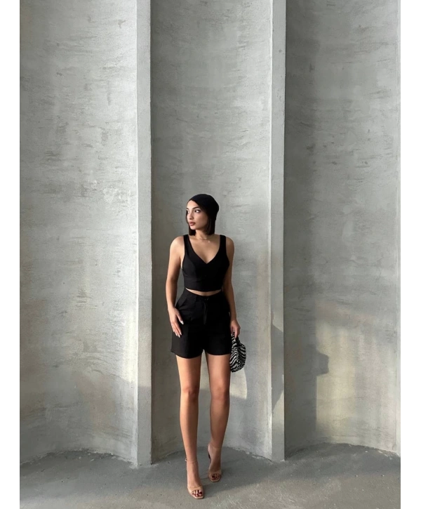 Şortlu keten takım s255014