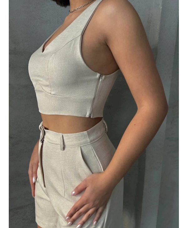 Şortlu keten takım s255014