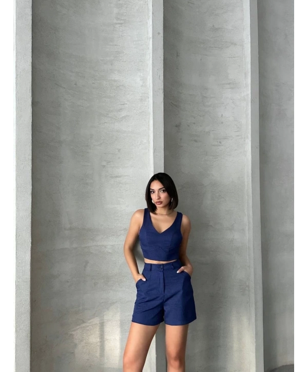 Şortlu keten takım s255014