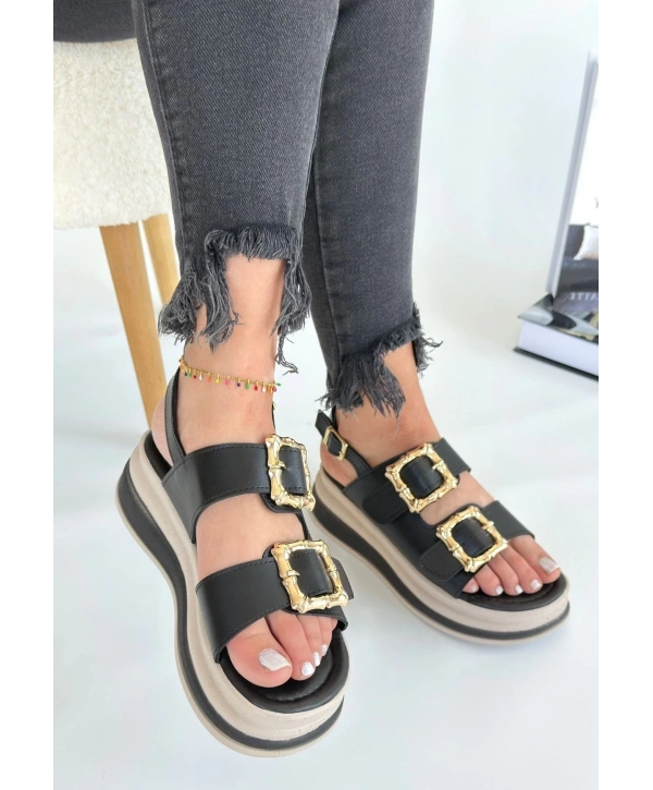 Stan Siyah Cilt Sandalet