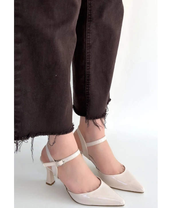 Suden Bej Rugan Topuklu Ayakkabı