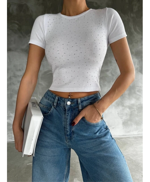 Taş baskılı kaş korse bluz