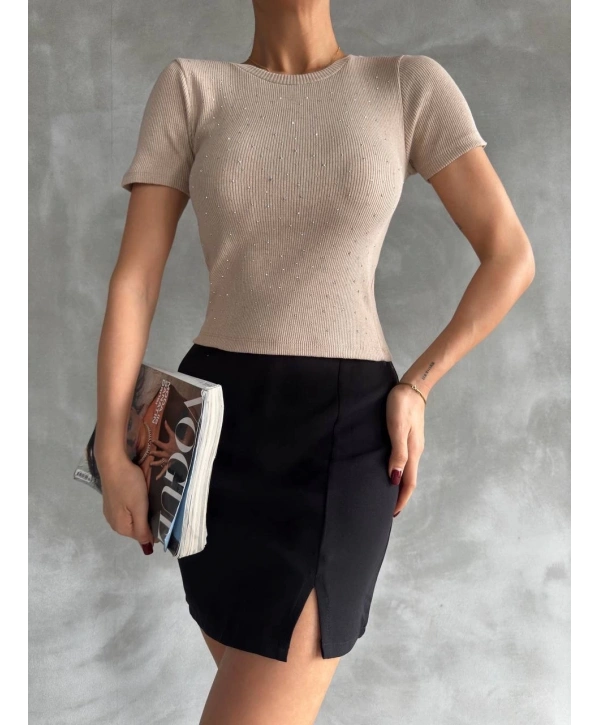 Taş baskılı kaş korse bluz