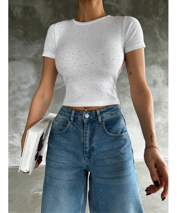 Taş baskılı kaş korse bluz