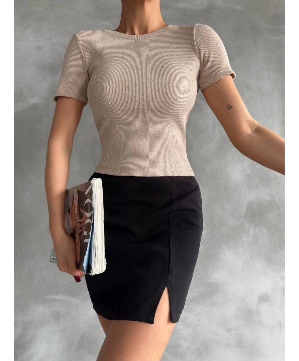 Taş baskılı kaş korse bluz