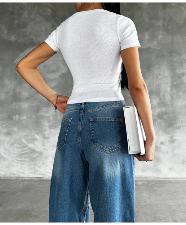 Taş baskılı kaş korse bluz